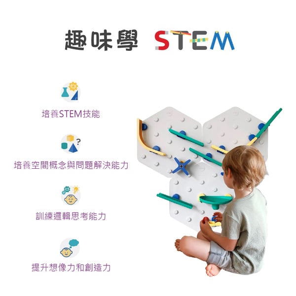 ORIBEL 滾球軌道牆面壁貼-藍綠進階:圖片 5
